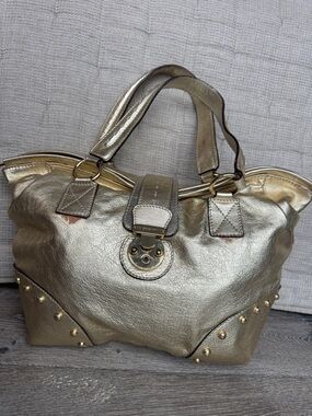 Dolce & Gabbana Metallic Gold Studded Shoulder Bag